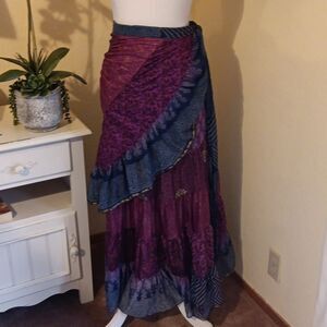 Jack Pot Silk  Skirt. True Wrap. Bohemian.Vintage
